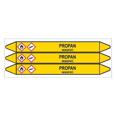 Značení potrubí, propan,3 ks, 355 × 37 mm